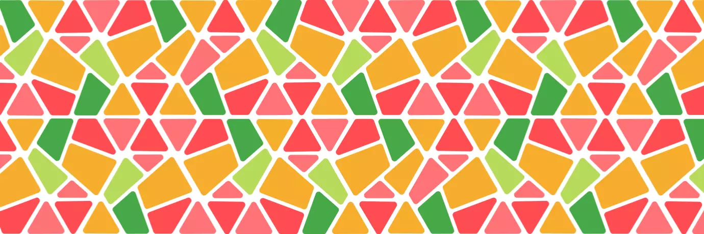 A multi-coloured graphic of bright red, pink, orange and green segments